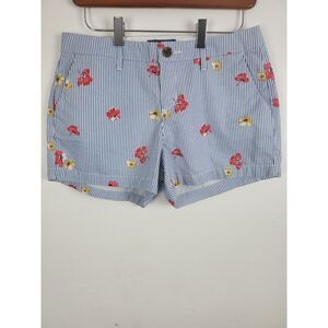 Old Navy Every Day short 2 Womens Blue White Striped Floral Pattern Mid Rise